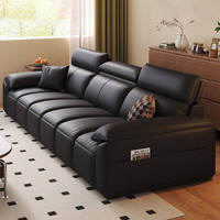 Canapé moderne noir 3 places, style minimaliste, en cuir, à vendre, canapé durable avec structure en bois pour salon, pour usage domestique