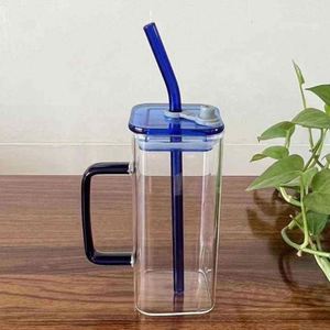 Vaso Cuadrado de Vidrio Transparente Sublimado en Rosa, Azul, Verde y Amarillo con Tapa y Pajita para Agua, Bebidas, Jugos y Bebidas Heladas de 15 oz - Product Image 6