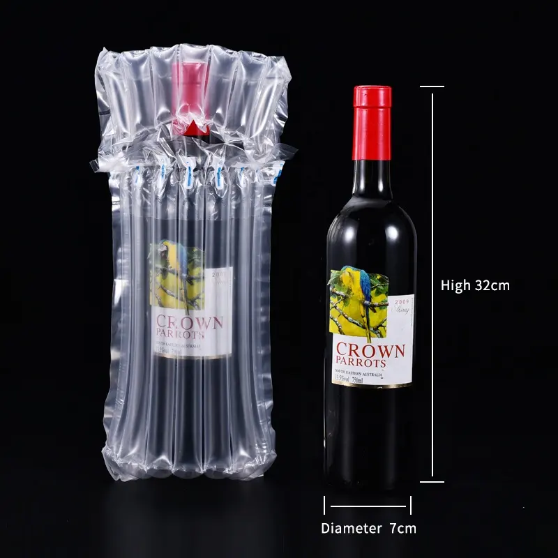 Kantong kemasan bahan kemasan pelindung bantalan gelembung tiup pelindung tas kolom udara untuk botol anggur