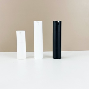 Luxury 30ml 50ml Face Cream Serum Lotion Packaging Plastic Cosmetic Matte Black Twist up Airless <b>Pump</b> <b>Bottle</b> with Custom Logo - Product Image 3