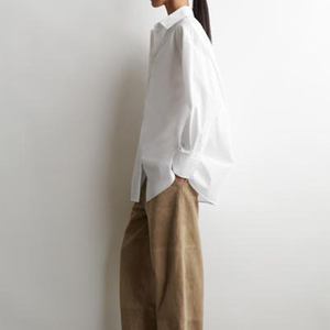 Camicia Estiva da <span class=keywords><strong>Donna</strong></span> in <span class=keywords><strong>Cotone</strong></span> con Bottoni, Manica Lunga, Formale da Ufficio, Traspirante, Bianca, Taglio Regolare - Product Image 4
