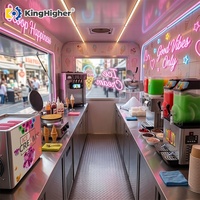 Remorque de restauration mobile commerciale personnalisée, camion-restaurant pour crème glacée, bus-chariot solaire, chariots de gelato pour événements avec éclairage