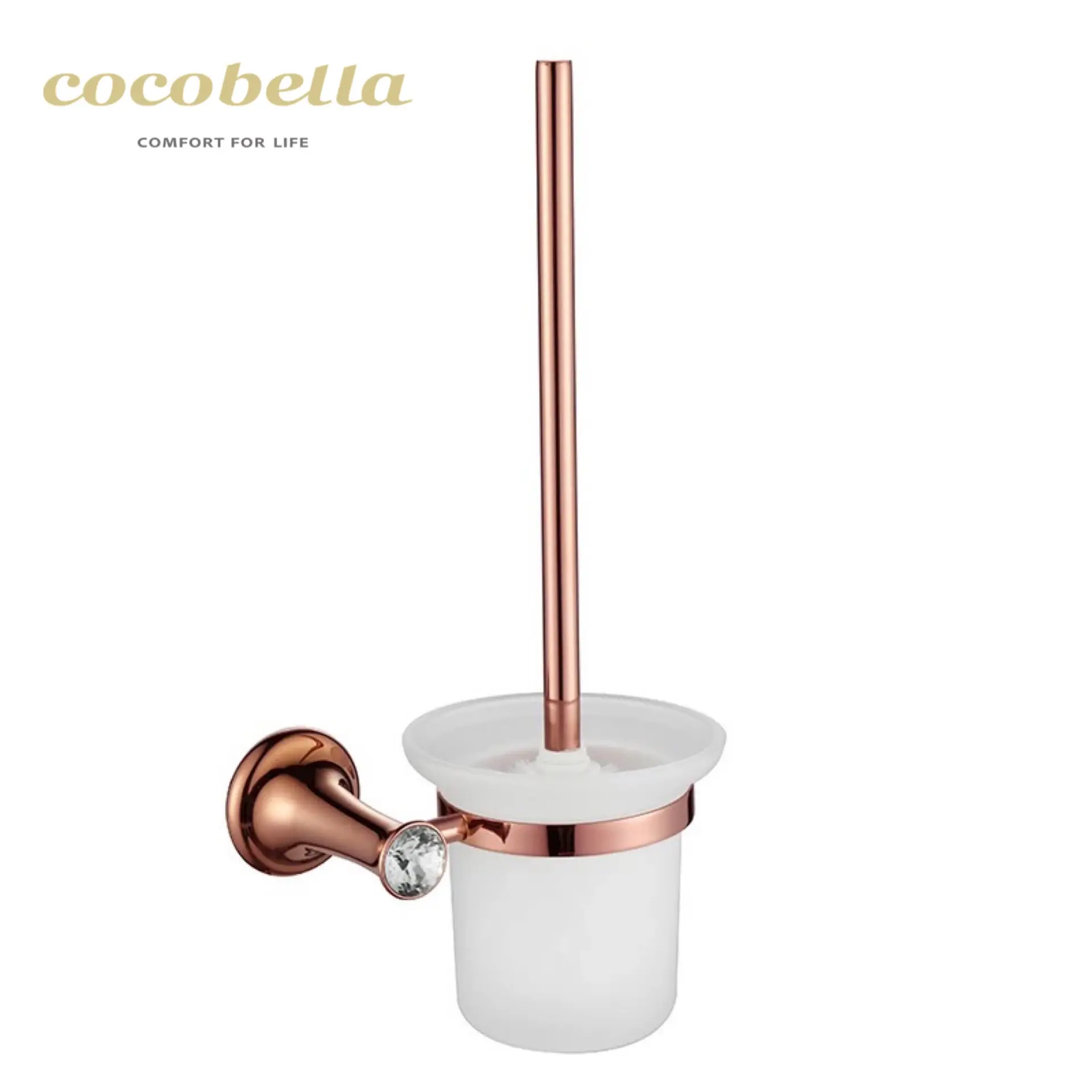 Cocobellaห้องน้ำอุปกรณ์เสริมHandleแปรงห้องน้ำRose Goldenแปรงชามห้องน้ำชุด