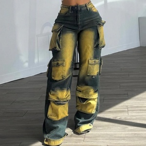 Pantalones de Trabajo de Cintura Alta para Mujer, Estilo Moderno, con Múltiples Bolsillos, Jeans Rectos, Jeans Cargo de Mezclilla, Novedad OEM 2025 - Product Image 1