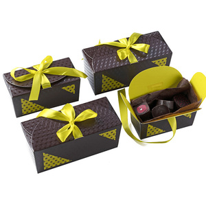 Boîte d'emballage de chocolat de luxe pliable facile à ranger avec nœud, personnalisée, pour mariage, anniversaire, cadeau de fête - Product Image 1