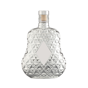 Bouteille à liqueur en verre électroplaqué à facettes en forme de <span class=keywords><strong>poire</strong></span> OEM 700 ml - Bouteille de spiritueux de luxe pour la <span class=keywords><strong>vodka</strong></span>, le whisky, le brandy avec logo personnalisé - Product Image 2