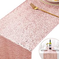 Chemin de table en sequins or rose personnalisé pour mariage et fête, vente chaude