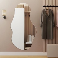 Miroir de salle de bain mural sans cadre en verre, style minimaliste moderne, forme nuage, pleine longueur, sans éclairage, pour salon
