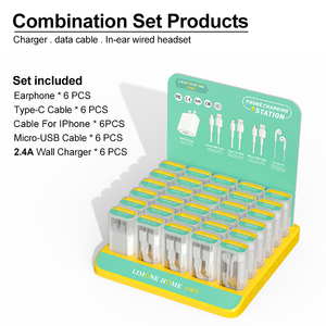 الأكثر مبيعًا 30 إكسسوارات هاتف محمول مجموعة كابل شاحن لنا شحن سريع um 2.4A طقم سماعة أذن سلكية - Product Image 2