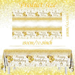 Tovaglie per Feste di <span class=keywords><strong>Compleanno</strong></span> - Decorazioni Oro e Bianco, Copritavolo Usa e Getta per Compleanni Interni/Esterni - Product Image 5