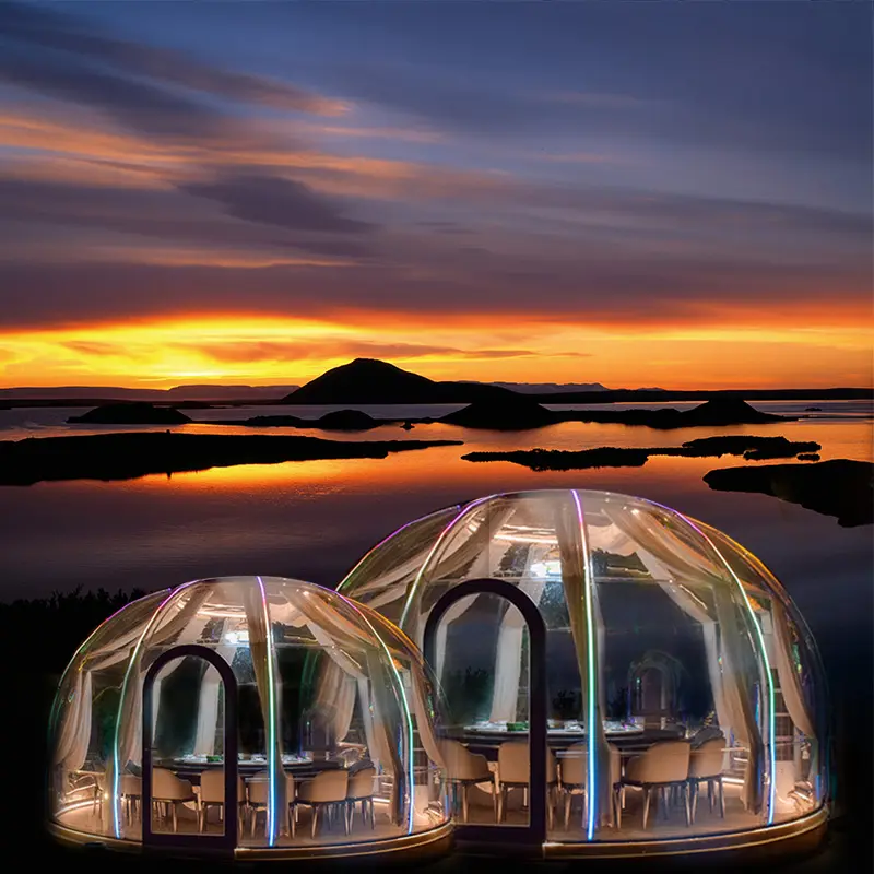 豪華な直径3mから直径10mのグランピングPCドームテントガーデンドームハウスルームドームカバーキャンプテント