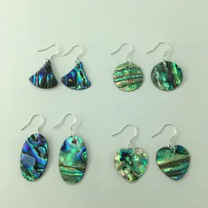 Fan Heart Oval Bohemia Drop Earring Natural Abalone Shell Earring untuk Wanita Hadiah Ulang Tahun