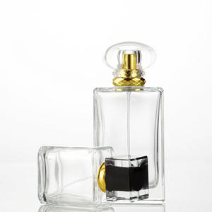 Portable Square 50ml &amp; 100ml Clear Glass <strong>Perfume</strong> Bottles Refillable Empty <strong>Atomizer</strong> Pump Sprayer Screen Printed for Fragrances - Product Image 1