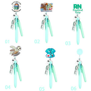 Kalıcı keçeli kalem işık tükenmez kalem katlanabilir makas LED el feneri hemşire aksesuarları geri çekilebilir makaralı isimlik hemşire kalem seti - Product Image 6