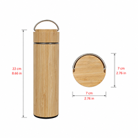 Botol Termal Bambu 15oz Grosir Stok Lokal AS dengan Infuser Teh dan Pegangan untuk Hadiah Karyawan, Cocok untuk Ukiran Laser