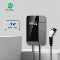 Estación de Carga para Vehículos Eléctricos, Cargador de Pared de 7KW, Trifásico, CA, Inteligente, OCPP, RFID, WiFi, Pantalla LCD, Tipo 2, Control por Aplicación, WrightCharge