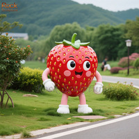 Statue de fraise de fruit en résine de fibre de verre géante moderne d'art personnalisée