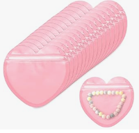 Sacs en plastique PVC en forme de cœur pour bijoux, bagues, boucles d'oreilles, emballage, sac de rangement, sacs à fermeture éclair pour petites entreprises, boutiques