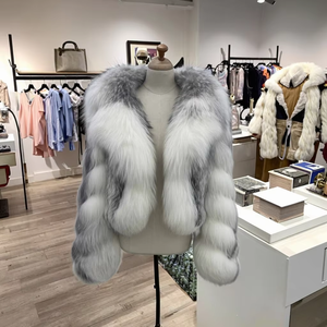 フォックスファーコートレディーストップス長袖ふっくらクロスフォックスファーコート - Product Image 1