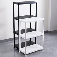 Étagère de rangement à 4 niveaux en plastique noir/blanc robuste, type debout, pour garage, cuisine, maison, bureau, garde-manger, atelier