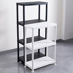 4 Tier Heavy Duty Black/White Plastic Standing Type <strong>Storage</strong> Shelving Racking for Garage Kitchen Home Office Pantry Workshop - Product Image 3