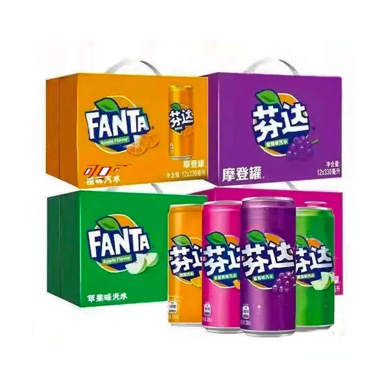 Лидер продаж, газированные фруктовые ароматизаторы 330 мл, консервированные экзотические напитки Fanta, фруктовые экзотические напитки