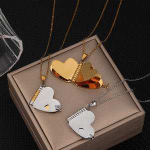 Collar con Colgante de Moda Personalizado de Acero Inoxidable 316L, Chapado en Oro PVD de 14K y 18K, Collar con Corazón, Collares en Blanco para Grabar - Product Image 1