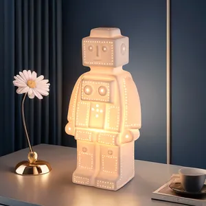 Factory Sale Craft Table Light Kids Table Lamp Home Decorate Night Lamp Kids Ceramic Robot Desk Lamp For Kid