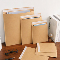 Sacs en papier kraft écologiques, pochettes plates à trois soudures latérales, auto-adhésives, biodégradables, impression de logo personnalisée pour l'emballage de détail