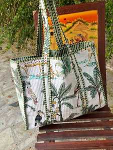 Sac fourre-tout matelassé en coton imprimé, tissu matelassé doux et durable, sac à bandoulière pour voyage et shopping - Product Image 4