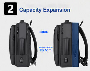 Zaino Daygos personalizzabile con ricarica USB, borsa da lavoro impermeabile espandibile per laptop da uomo, grande capacità, idrorepellente - Product Image 5