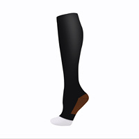 Chaussettes de compression à bout ouvert en nylon gradué pour infirmières, course à pied, voyage, vol, grossesse, athlétisme, 15-20 mmHg, hauteur genou