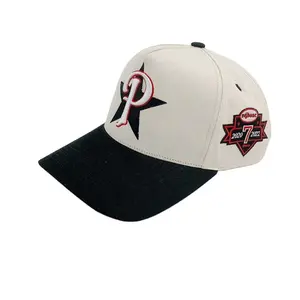 מותאם אישית באיכות גבוהה 5 פאנל כובע בייסבול בסגנון מסגרת כותנה עם לוגו רקמה מוגבה תלת מימד כובעי בייסבול בשני גוונים