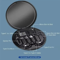 Ensemble de câbles de données PVC multiport 6-en-1 avec logo personnalisé, charge rapide 3A, avec boîte de rangement pour téléphones mobiles