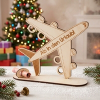 HOLDLEAF Petite boîte à monnaie en bois originale en forme d'avion pour anniversaire - Cadeau de voyage pour femmes et hommes