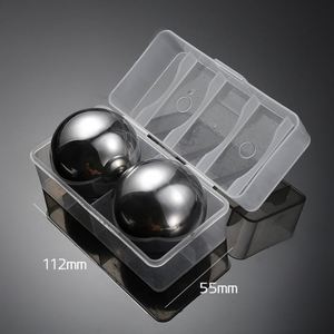 Lot de 2 pierres à whisky circulaires en acier inoxydable 304, 55 mm, or et argent, avec logo personnalisé, pour whisky glacé, type hockey sur glace - Product Image 2