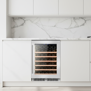 NUELEAD NE-403 Enfriador de Vino Inteligente con Termostato, Ecológico, a Gas, con Puertas de Vidrio de 130L, de Acero Inoxidable Negro, para Uso Comercial, Hoteles y Hogares - Product Image 1