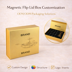 Factory Custom Gold Magnetic Flip Top Box | Logo Printed Packaging for Supplements, Capsules & Gifts