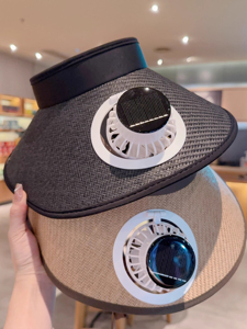 Sombrero de Sol para Mujer con Protección UV, Ala Ancha, Visera de Paja con Energía Solar, para Deportes, Viajes, Aire Libre, Casual, Diseño Liso - Product Image 4