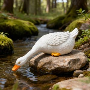 Sculpture de canard blanc inspirée de la texture de la résine, peinte à la main, design aquatique, Feng Shui, pour jardin extérieur, ambiance naturelle - Product Image 2