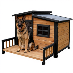 Großes Hundehaus aus Holz Modern Outdoor Robust Isoliert Wetterfest Ganzjahres-Hundezwinger für Große Rassen - Product Image 1