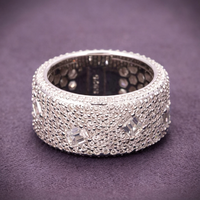 GRA Hip-Hop Iced Out Bling 925 Sterling Silber Diamanttester-geprüft VVS Moissanit 7-reihiger Smaragdschliff-Ring für Männer und Frauen als Geschenk