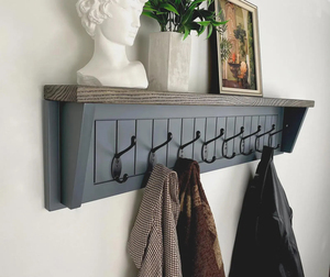 Thanh Lịch Gỗ Sồi Gỗ Áo Kệ Giá Lối Đi Hành Lang Hoặc Phòng Bùn Treo Tường Kệ Giá Treo Tường Áo Giá Với Móc - Product Image 5