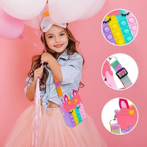 Unicorn Pop Purse for Girl Bag with Unicorn Toy Shoulder Bag Toys Pop <b>Backpack</b> Toy for Kids <b>Backpack</b> Silicone Bag - Product Image 2