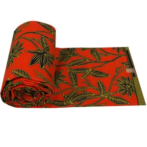 Großhandel Roter Blätter Afrikanischer Wax-Stoff 100% Polyester Afrikanischer Druckstoff - Product Image 3