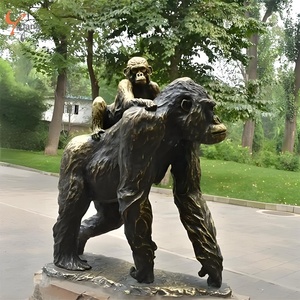 Fabbrica fatta in ottone fusione di rame animale scultura esterna a grandezza naturale decorazione da giardino bronzo <span class=keywords><strong>orangutan</strong></span> gorilla statua - Product Image 4