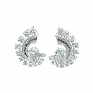 E3589 Orecchini in oro bianco con diamanti taglio brillante rotondo, gioielli naturali di lusso da donna - Product Image 1