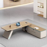 Bureau de direction en forme de L moderne et combinaison de chaise, panneau en pin, design modulaire, bureau d'ordinateur de luxe pour une seule personne