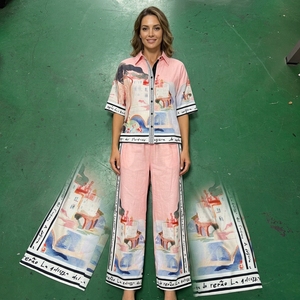 Ingrosso 2 pezzi Set da <span class=keywords><strong>donna</strong></span> a mezza manica stile Casual camicia a gamba larga Set ampio completo completo <span class=keywords><strong>donna</strong></span> completo completo <span class=keywords><strong>donna</strong></span> - Product Image 5
