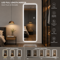 Miroir LED rectangulaire moderne sur mesure, grand format, éclairage intégré, indice de protection IP44, lumière réglable, design mural pour hôtel